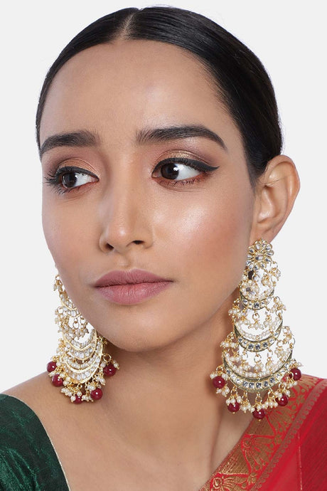 Buy Women's Alloy Chandbali Earring in Maroon Online