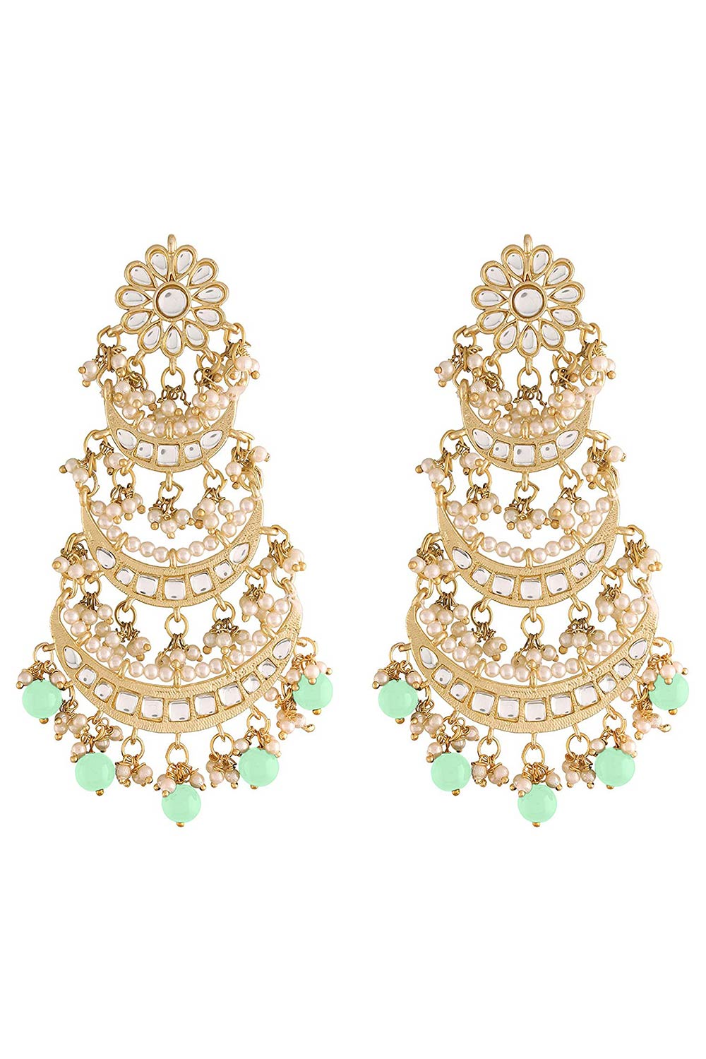 Buy Women's Alloy Chandbali Earring in Light Green Online - Back