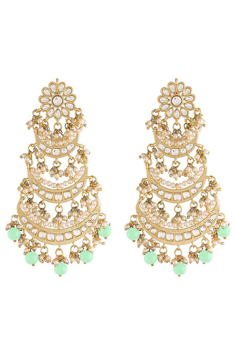 Buy Women's Alloy Chandbali Earring in Light Green Online - Back