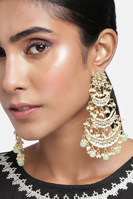 Buy Women's Alloy Chandbali Earring in Light Green Online