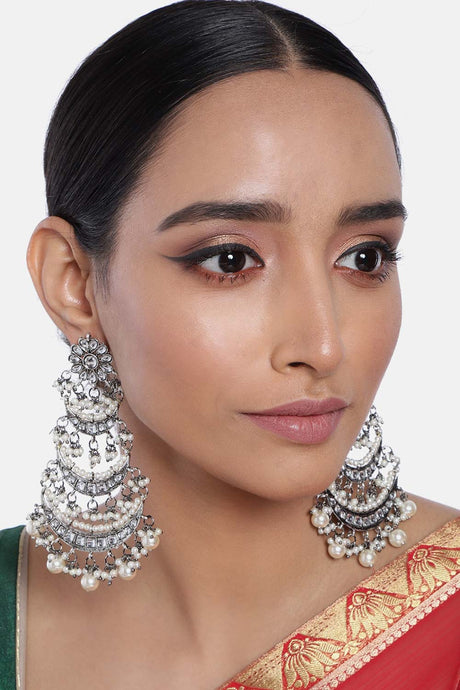 Buy Women's Alloy Chandbali Earring in Silver Online