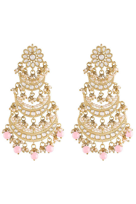 Buy Women's Alloy Chandbali Earring in Pink Online - Back