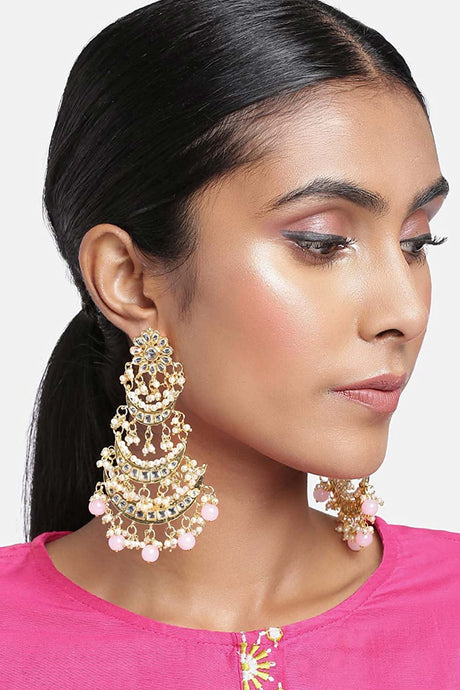 Buy Women's Alloy Chandbali Earring in Pink Online