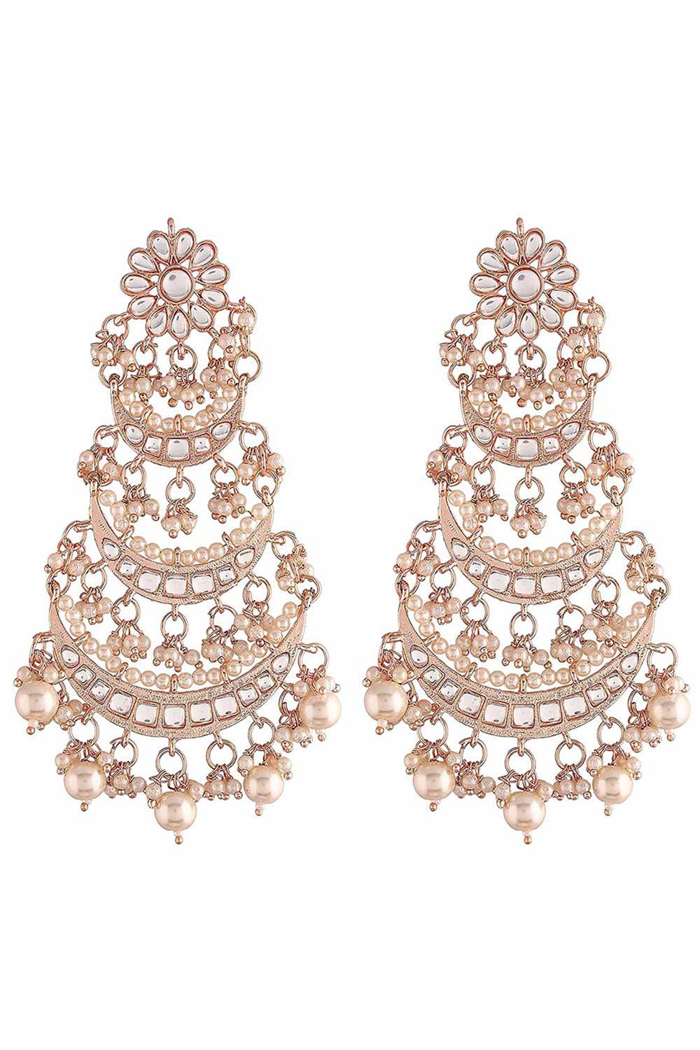 Buy Women's Alloy Chandbali Earring in Rose Gold Online - Back