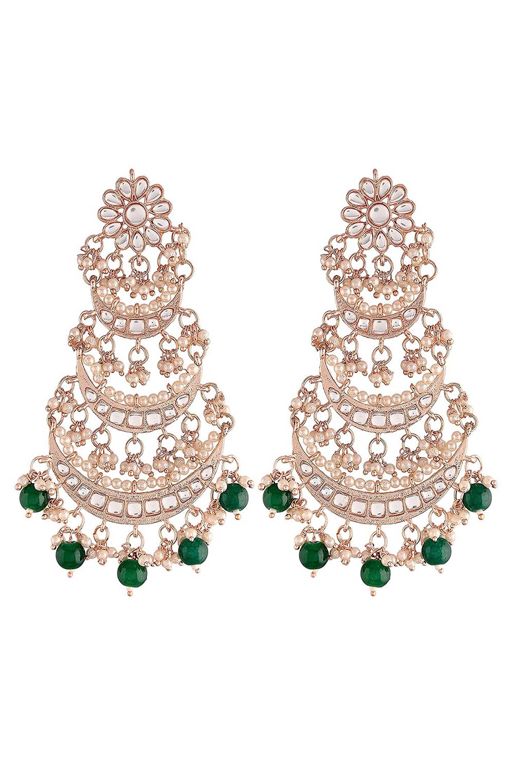 Buy Women's Alloy Chandbali Earring in Green Online - Back