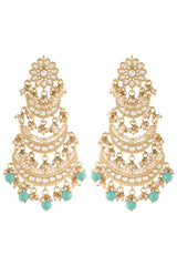 Buy Women's Alloy Chandbali Earring in Turquoise Online - Back