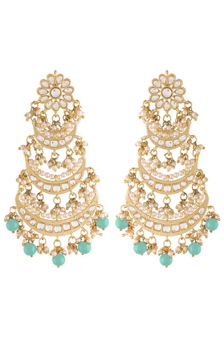 Buy Women's Alloy Chandbali Earring in Turquoise Online - Back