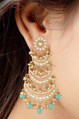 Buy Women's Alloy Chandbali Earring in Turquoise Online - Front