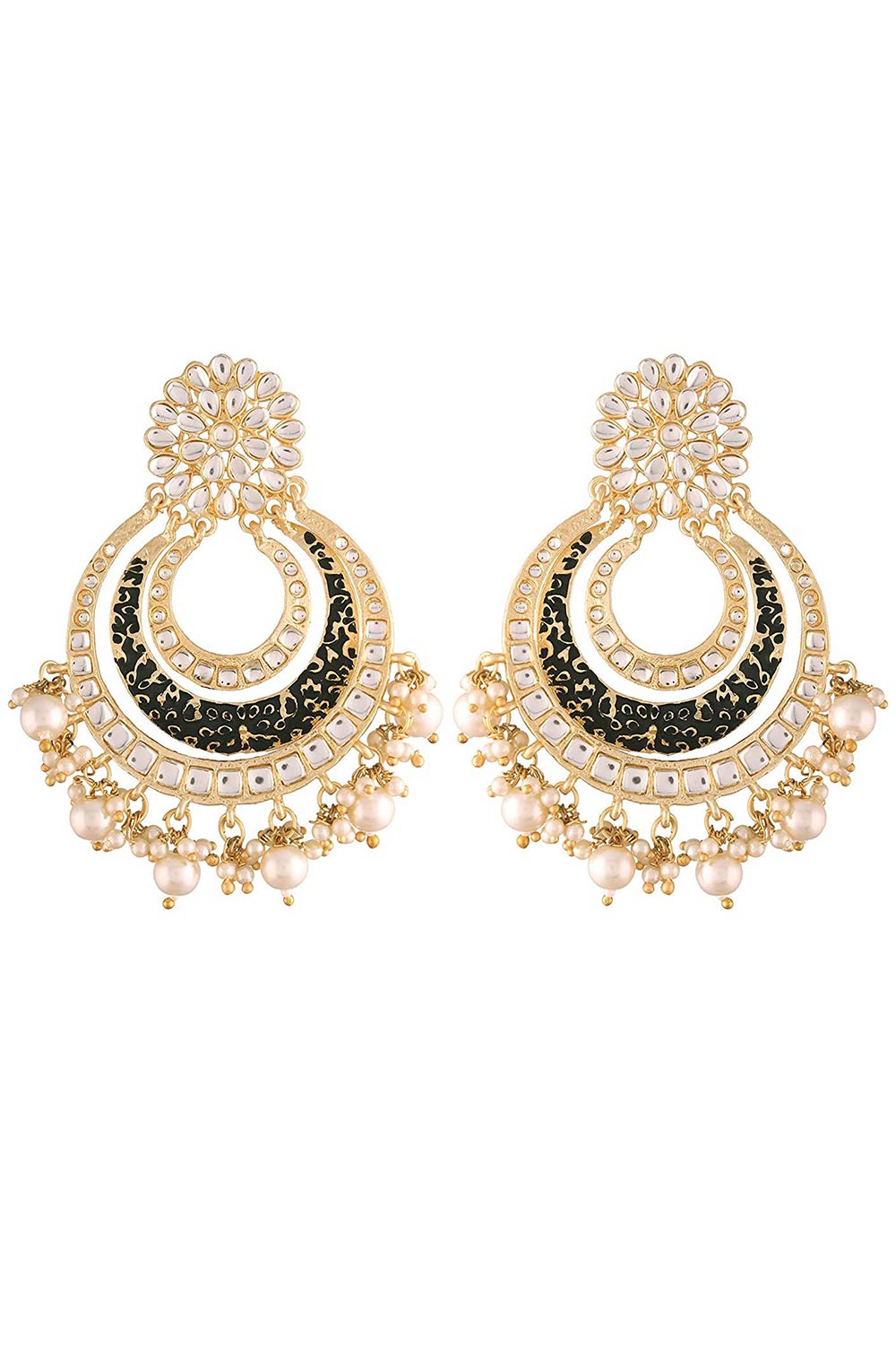 Buy Women's Alloy Chandbali Earring in Black Online - Back