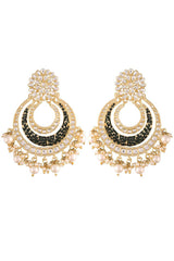 Buy Women's Alloy Chandbali Earring in Black Online - Back