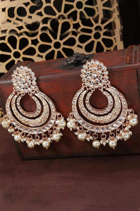 Buy Women's Alloy Chandbali Earring in Rose Gold Online