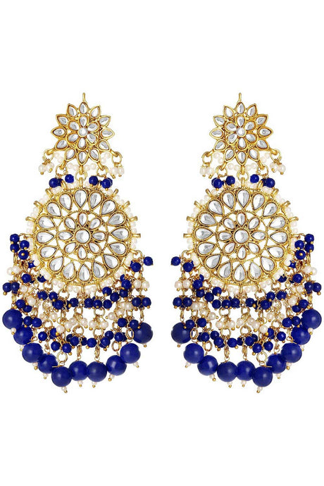 Buy Women's Alloy Large Dangle Earring in Blue Online - Back