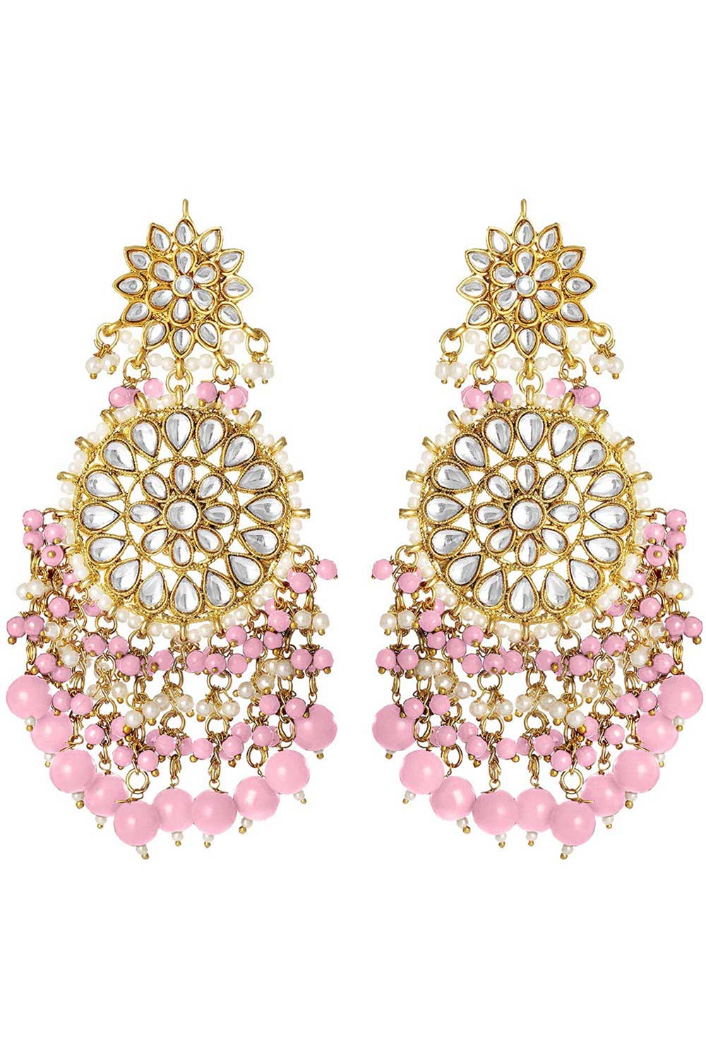 Buy Women's Alloy Large Dangle Earring in Pink Online - Back