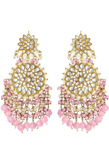 Buy Women's Alloy Large Dangle Earring in Pink Online - Back