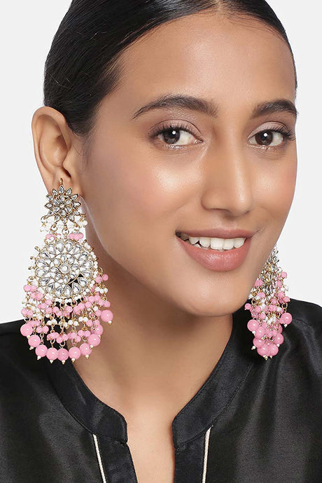 Buy Women's Alloy Large Dangle Earring in Pink Online