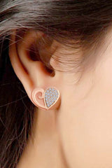 Buy Women's Alloy Heart Studs Earring in Rose Gold - Front