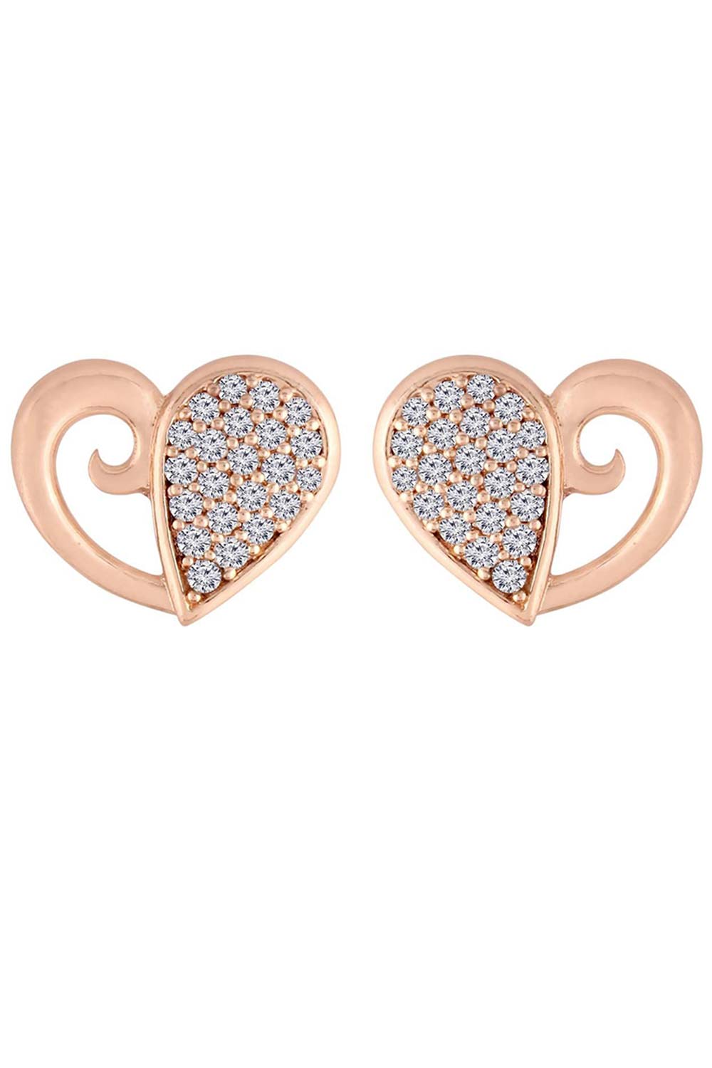 Buy Women's Alloy Heart Studs Earring in Rose Gold - Back