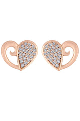 Buy Women's Alloy Heart Studs Earring in Rose Gold - Back