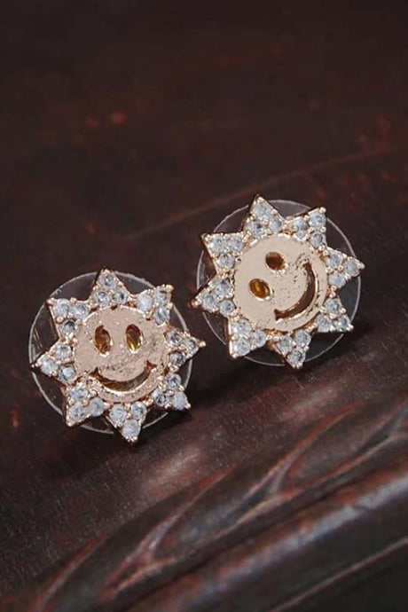 Buy Women's Alloy Smiley Studs Earring in Rose Gold