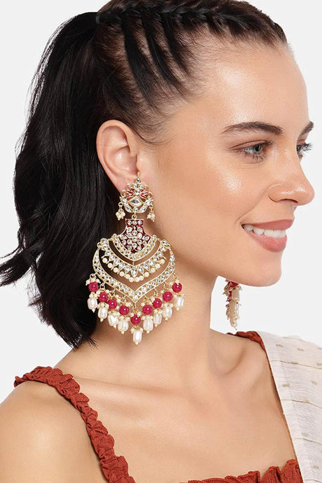 Buy Women's Alloy Large Dangle Earring in Maroon - Online