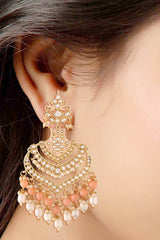 Buy Women's Alloy Large Dangle Earring in Peach - Back