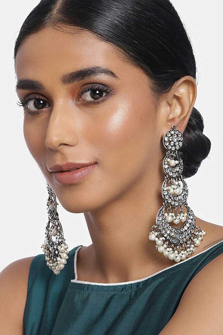 Buy Women's Alloy Chandbali Earring in Silver - Online