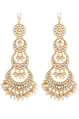 Buy Women's Alloy Chandbali Earrings in White - Back