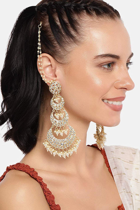 Buy Women's Alloy Chandbali Earrings in White - Online