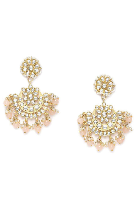 Buy Women's Alloy Chandbali Earring in Peach Online - Back