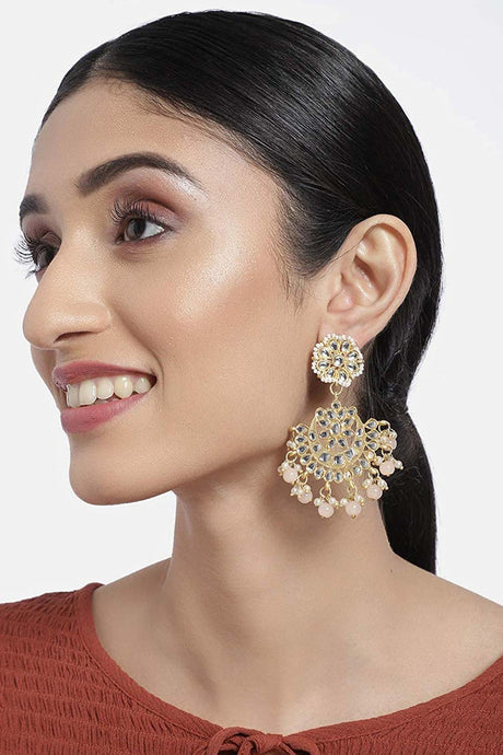 Buy Women's Alloy Chandbali Earring in Peach Online