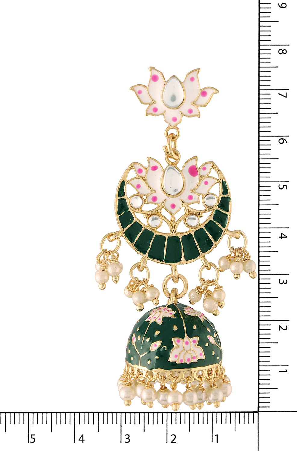 Buy Women's Alloy Jhumka Earring in Green - Front