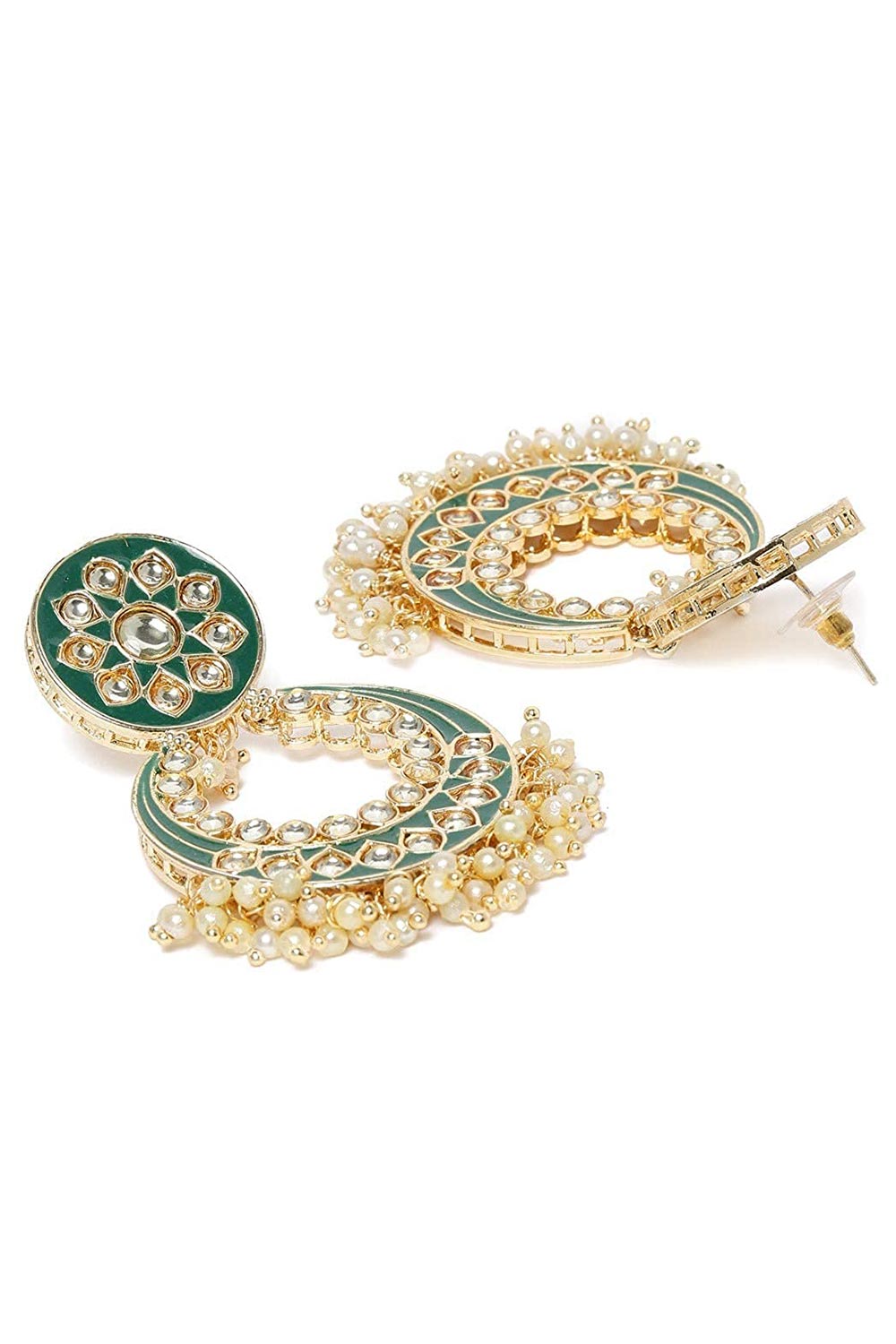 Buy Women's Alloy Chandbali Earring in Green Online - Front