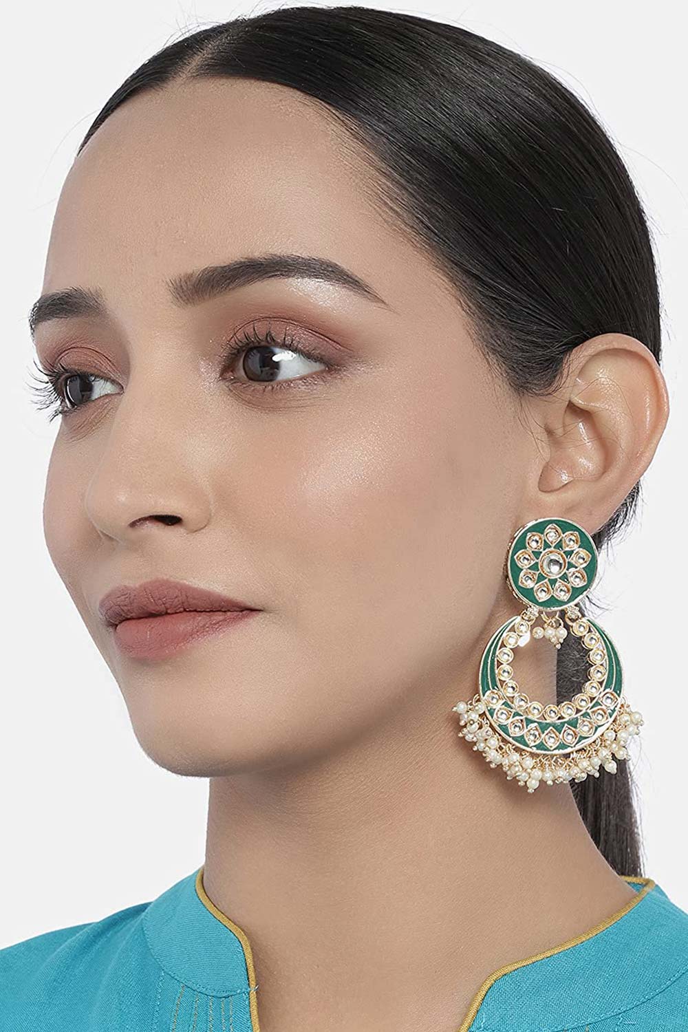 Buy Women's Alloy Chandbali Earring in Green Online