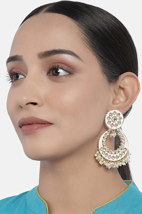 Buy Women's Alloy Chandbali Earring in White Online