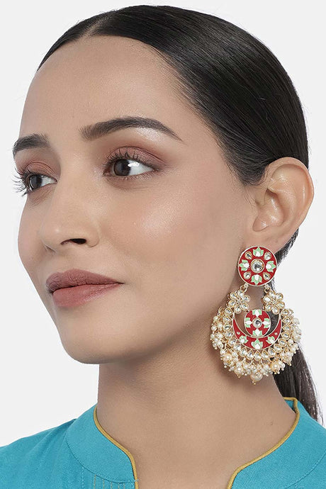 Buy Women's Alloy Chandbali Earring in Red Online