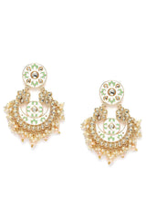 Buy Women's Alloy Chandbali Earring in White Online - Back