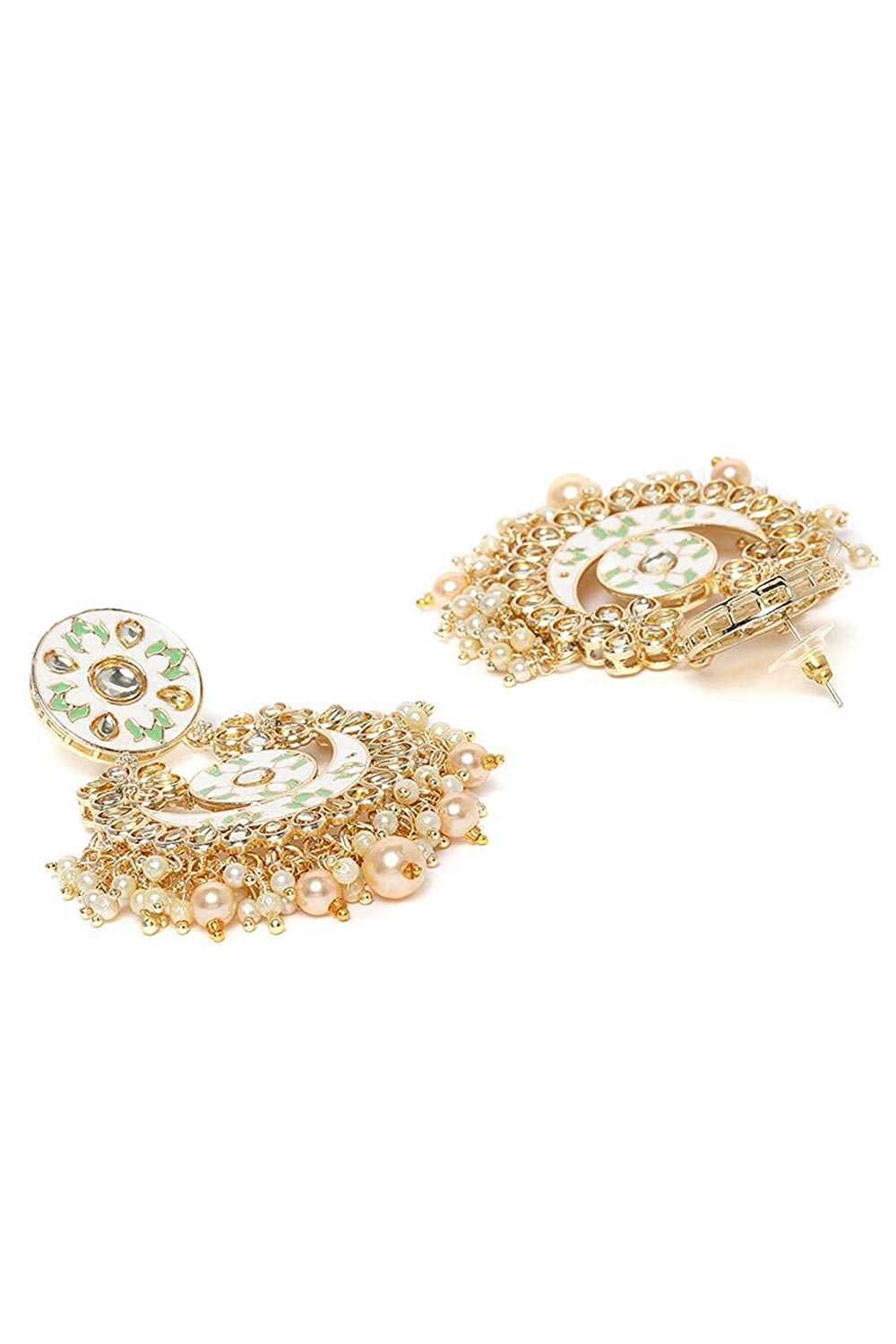 Buy Women's Alloy Chandbali Earring in White Online - Front