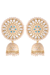Buy Women's Alloy Jhumka Earring in Blue Online - Front