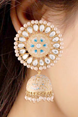 Buy Women's Alloy Jhumka Earring in Blue Online - Side
