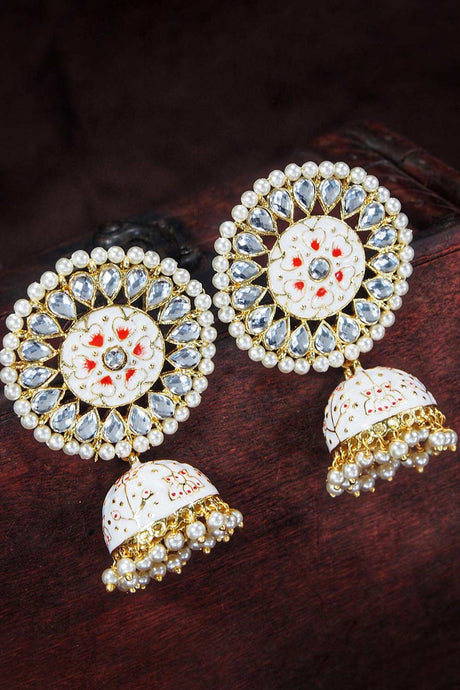 Buy Women's Alloy Jhumka Earring in Red Online - Back