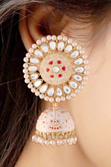 Buy Women's Alloy Jhumka Earring in Red Online - Side