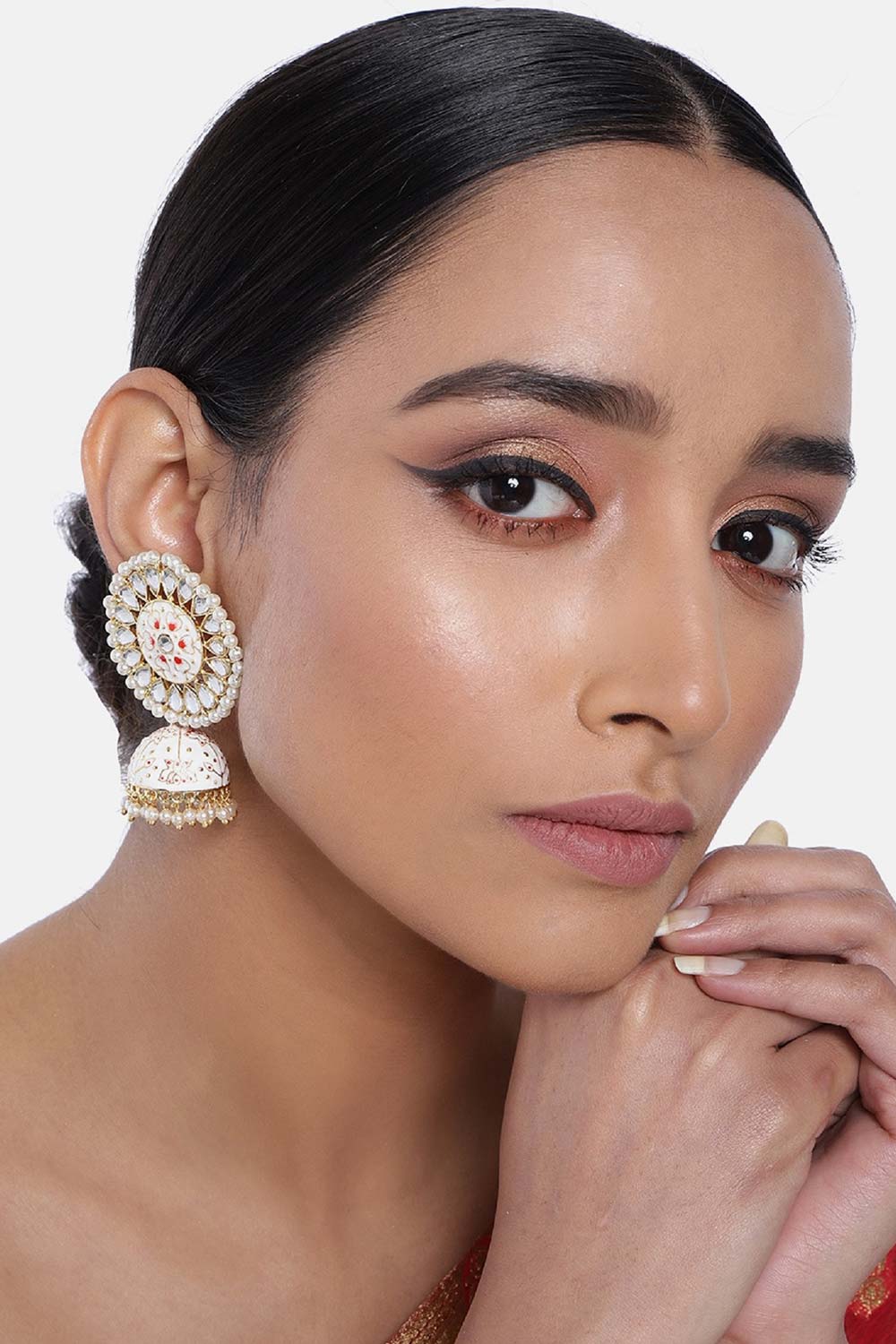 Buy Women's Alloy Jhumka Earring in Red Online