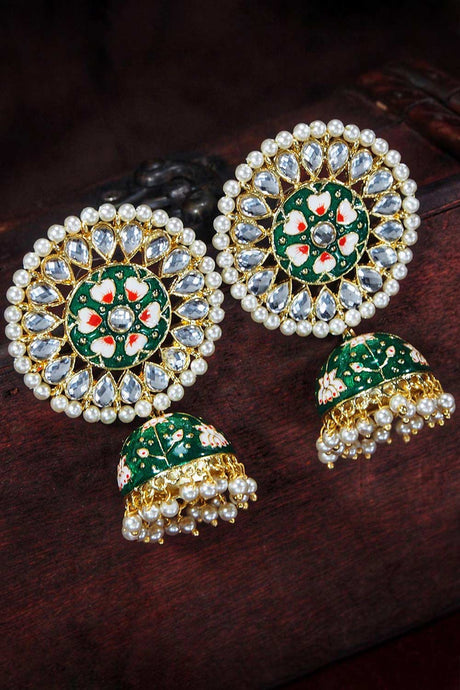 Buy Women's Alloy Jhumka Earring in Green Online