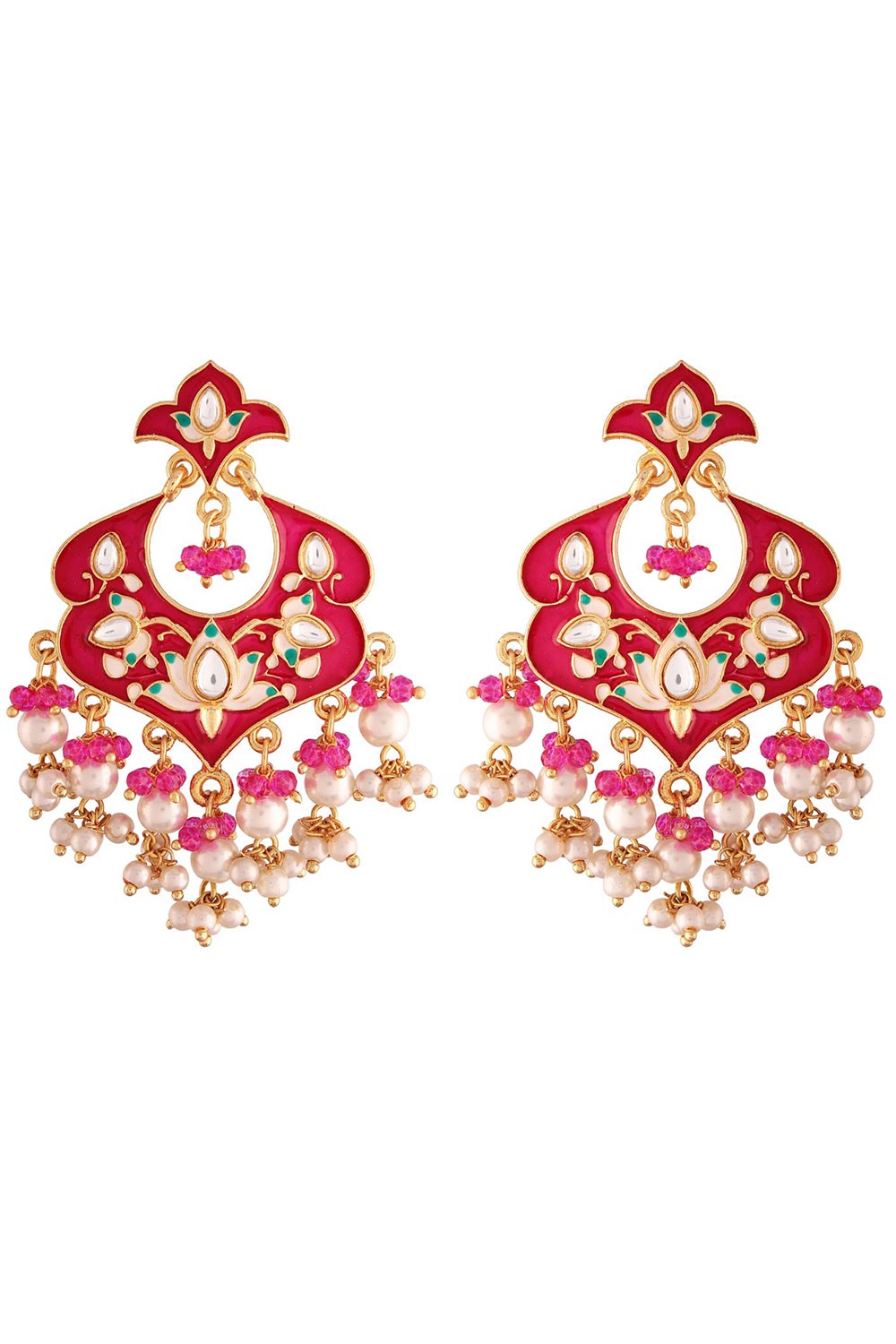 Buy Women's Alloy Large Dangle Earring in Pink Online - Back