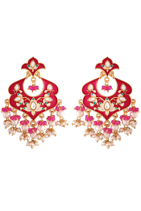 Buy Women's Alloy Large Dangle Earring in Pink Online - Back