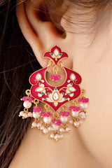 Buy Women's Alloy Large Dangle Earring in Pink Online - Front