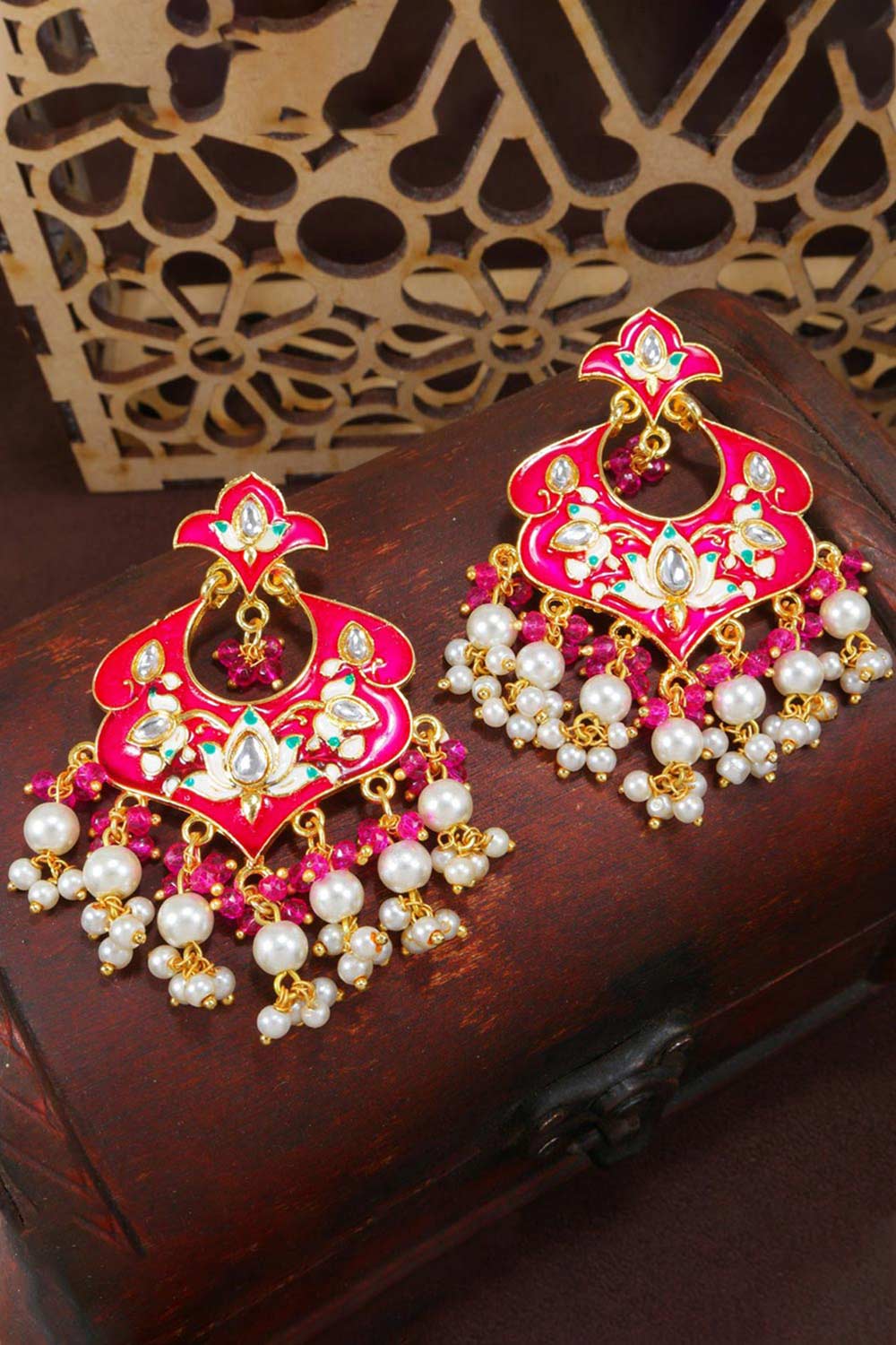 Buy Women's Alloy Large Dangle Earring in Pink Online