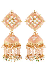 Buy Women's Alloy Jhumka Earring in Peach Online - Back