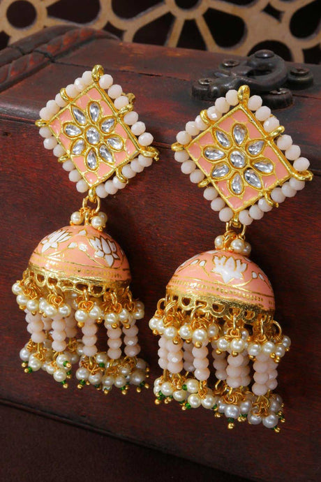 Buy Women's Alloy Jhumka Earring in Peach Online