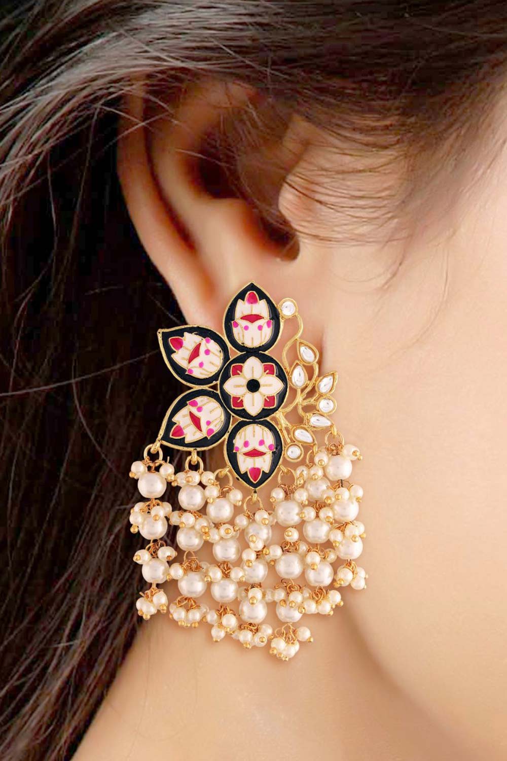 Buy Women's Alloy Drop Earring in Black Online - Front